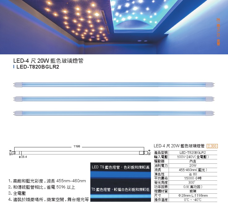LED T8雙邊供電玻璃燈管