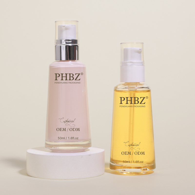 50ml透明粉底液按壓瓶電鍍泵頭護膚乳液瓶玻璃隔離妝前乳空瓶批發