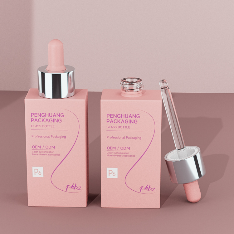 30ml扁方形滴管瓶 平肩玻璃厚底精華液瓶 膠頭滴管精油瓶廠家批發