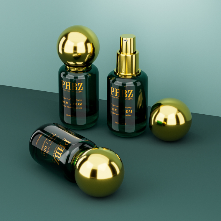 30ml圓球蓋粉底液瓶按壓精華原液瓶玻璃乳液瓶發油瓶空瓶廠家批發