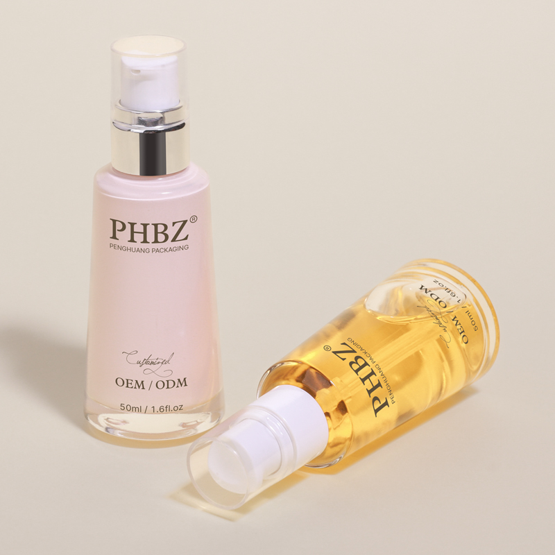 50ml透明粉底液按壓瓶電鍍泵頭護膚乳液瓶玻璃隔離妝前乳空瓶批發
