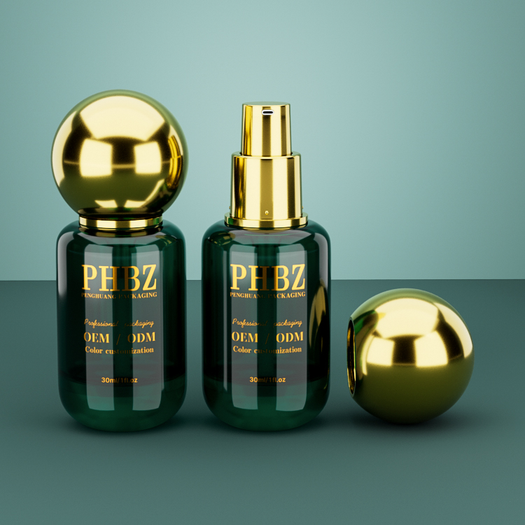 30ml圓球蓋粉底液瓶按壓精華原液瓶玻璃乳液瓶發油瓶空瓶廠家批發