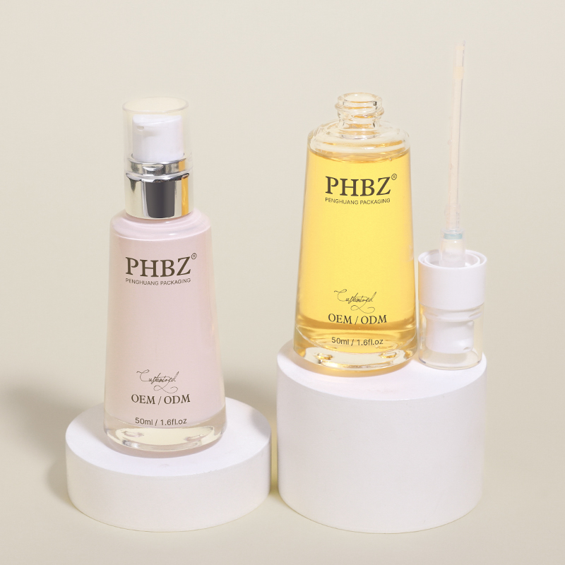 50ml透明粉底液按壓瓶電鍍泵頭護膚乳液瓶玻璃隔離妝前乳空瓶批發