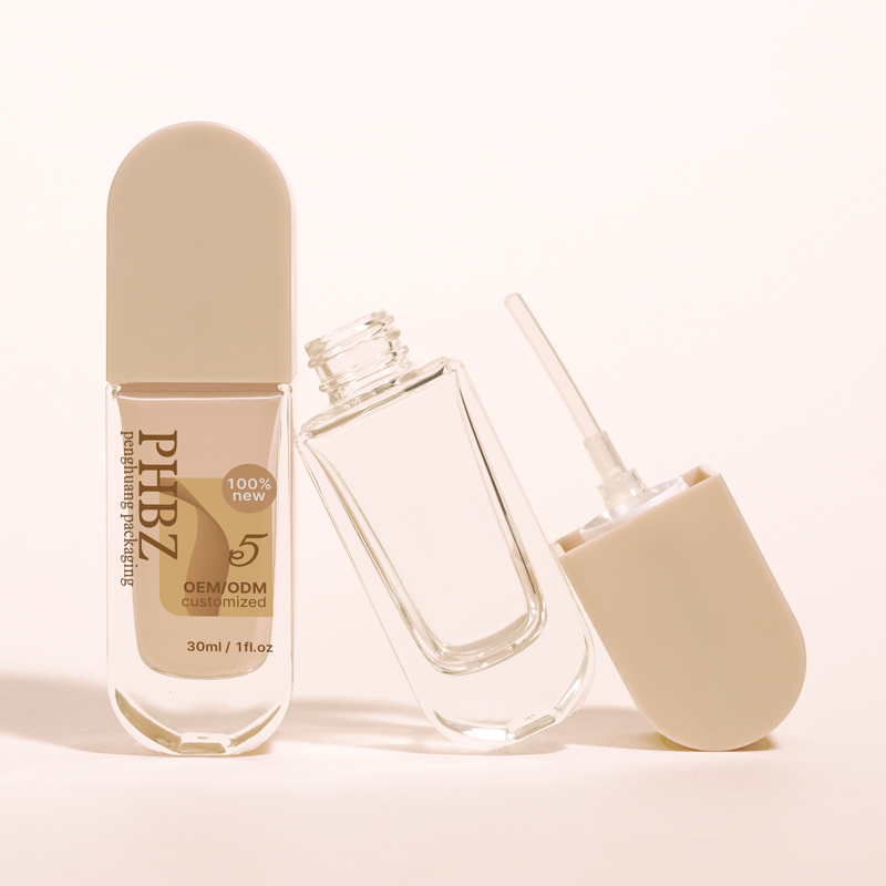 30ml橢圓遮瑕粉底液瓶 厚底透明精華乳液瓶按壓泵精華原液瓶批發