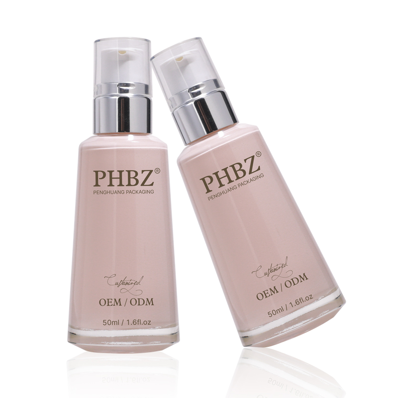 50ml透明粉底液按壓瓶電鍍泵頭護膚乳液瓶玻璃隔離妝前乳空瓶批發