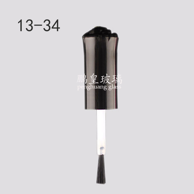 13-34 黑色光面花頂指甲油蓋+毛刷