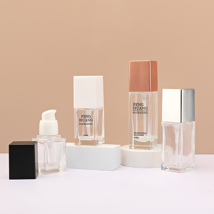 15/25/35/40ml粉底液按壓瓶 玻璃透明粉底瓶 壓泵乳液BB霜瓶批發(fā)