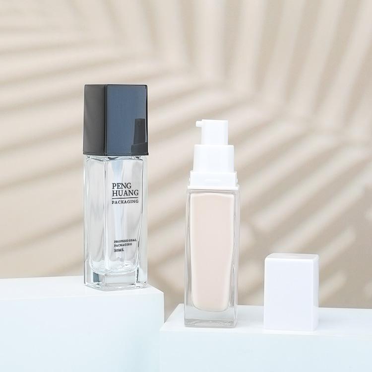 30ml方形粉底液瓶按壓泵玻璃乳液瓶BB霜瓶子粉底液瓶包材廠家批發