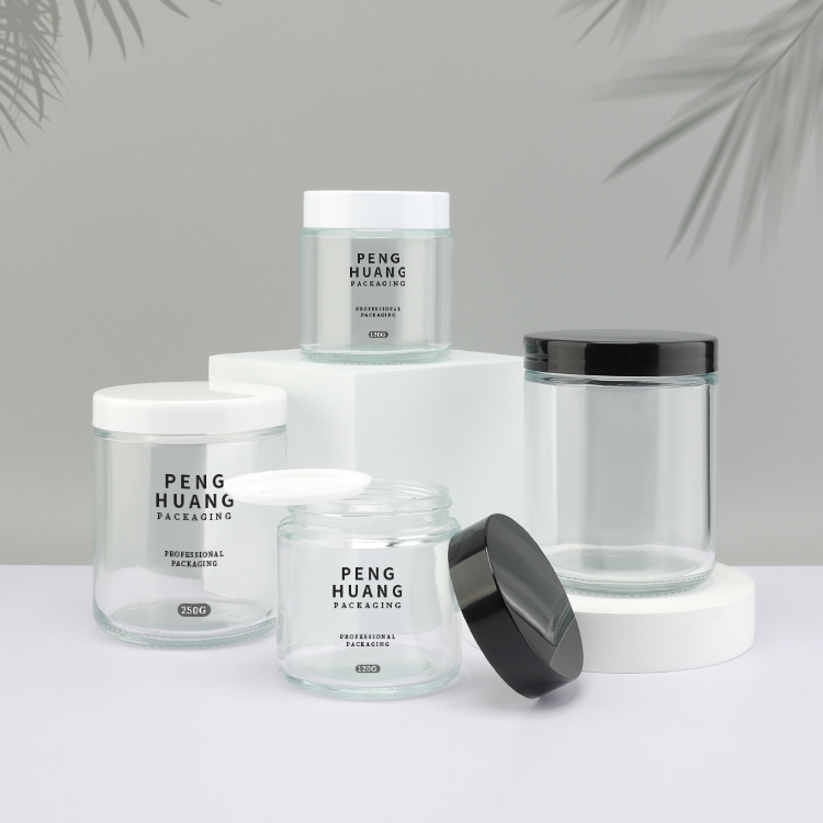 120g/250g玻璃膏霜瓶 透明/蒙砂廣口面霜瓶 磨砂膏瓶面膜罐子批發