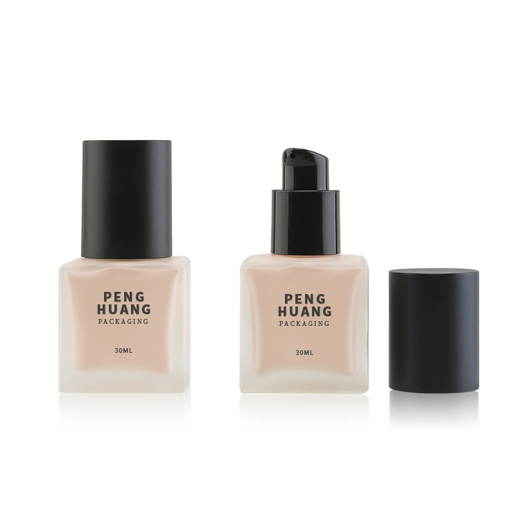 30ml四方形粉底液瓶 玻璃厚底按壓泵乳液瓶 隔離霜BB霜包材瓶批發(fā) 編