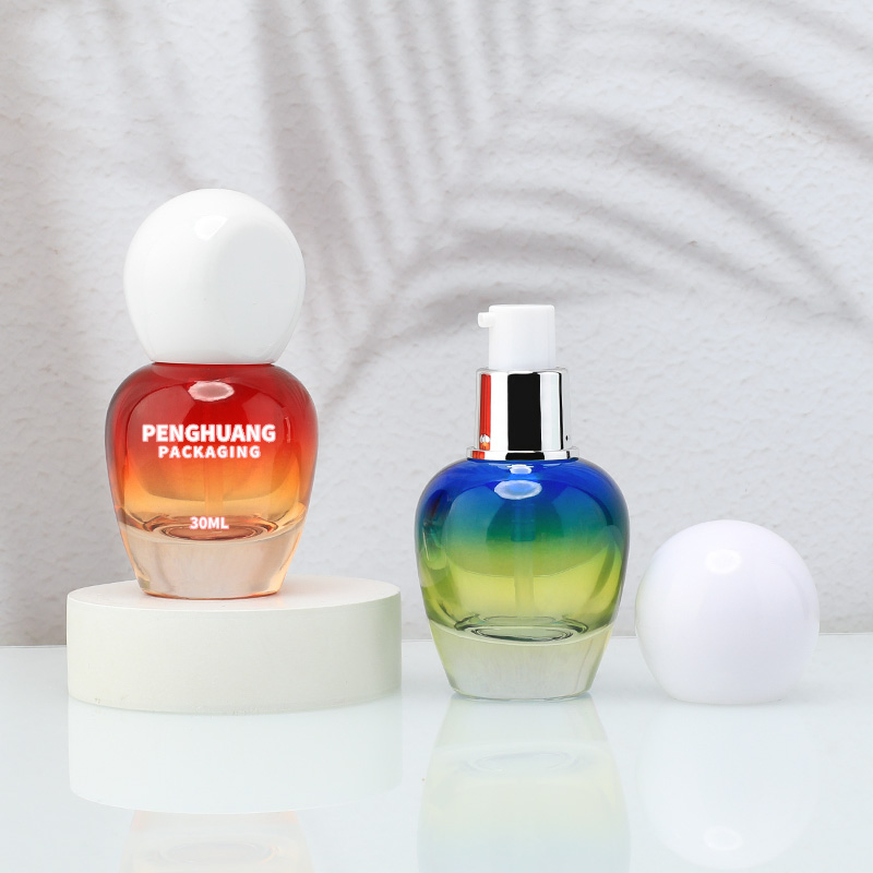 30ml粉底液瓶子彩色噴漆櫻桃瓶乳液按壓泵頭瓶化妝品包材源頭批發(fā)