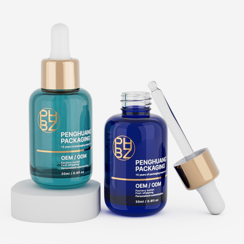 新品30ml精華液滴管瓶圓肩精油瓶多色玻璃原液肌底液瓶包材瓶批發 編