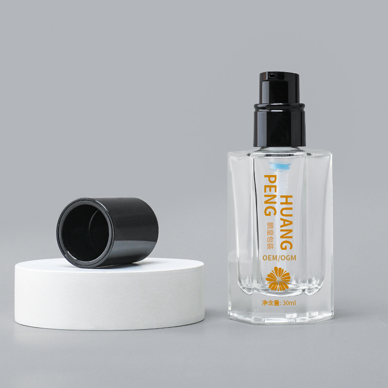 新款30ml六角邊粉底液瓶膠頭滴管瓶玻璃透明精華乳液瓶包材瓶批發(fā)