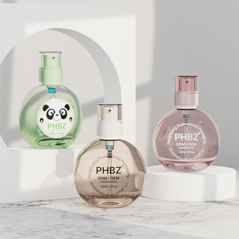 新款60ml按壓乳液瓶扁圓半透粉底液空玻璃瓶bb霜隔離霜泵頭瓶批發