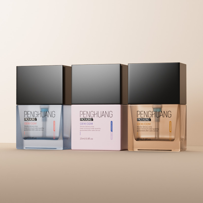 方形粉底液瓶 高顏值25ml隔離霜BB霜按壓瓶蒙砂實色玻璃乳液瓶