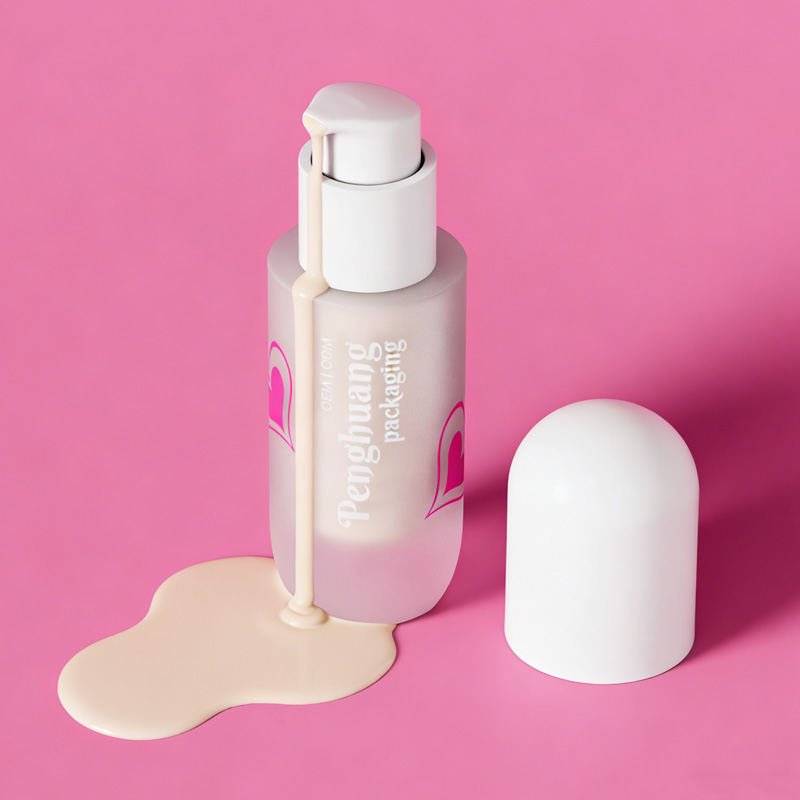 廠家定制30ml膠囊款粉底液瓶 磨砂玻璃按壓乳液瓶 BB霜隔離霜瓶子