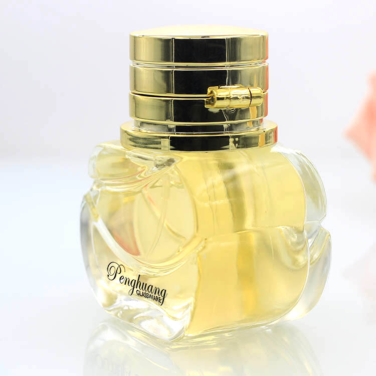 30ml 新款設計配套香水瓶 瓶身扁圓形香水瓶配連體翻蓋