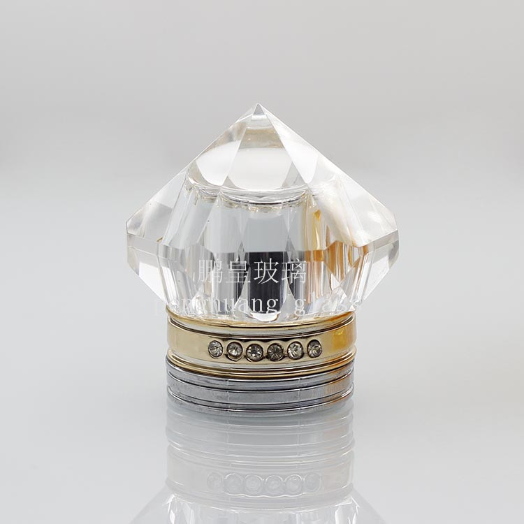 50ml飛碟型高檔拋光水晶玻璃香水瓶配水晶蓋子