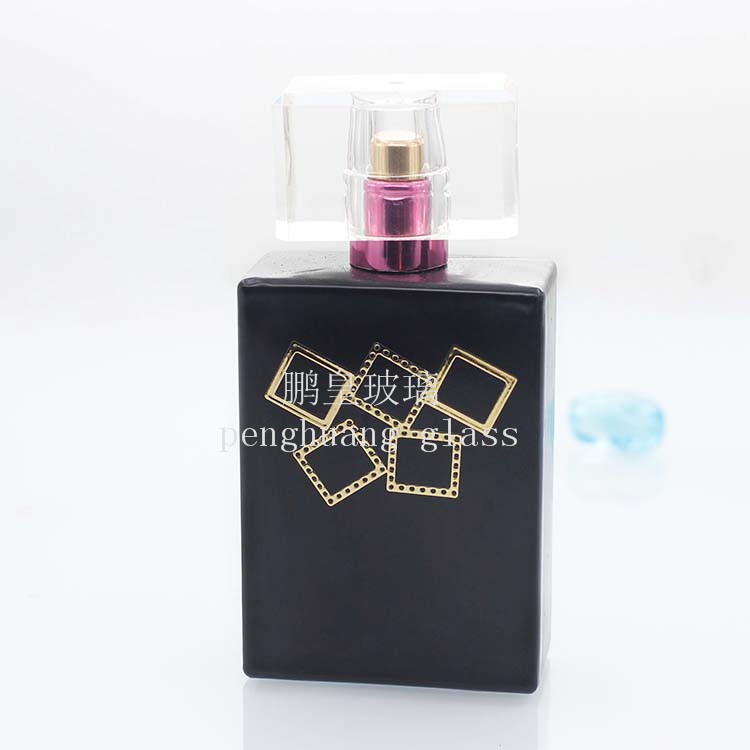50ml經典方形香水瓶噴漆燙金工藝