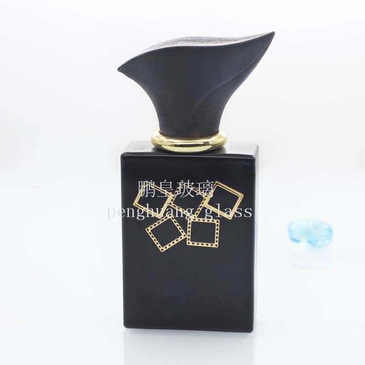 50ml經典方形香水瓶噴漆燙金工藝