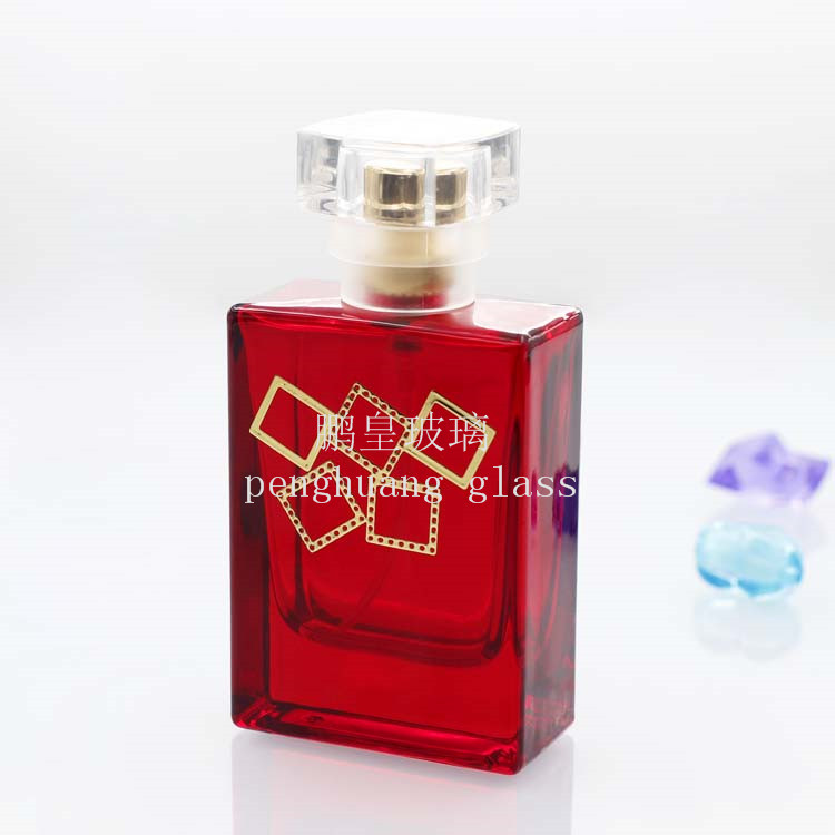 50ml經典方形香水瓶噴漆燙金工藝