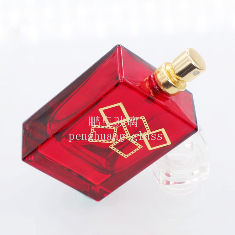 50ml經典方形香水瓶噴漆燙金工藝