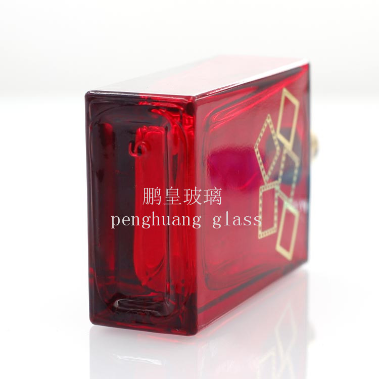 50ml經典方形香水瓶噴漆燙金工藝