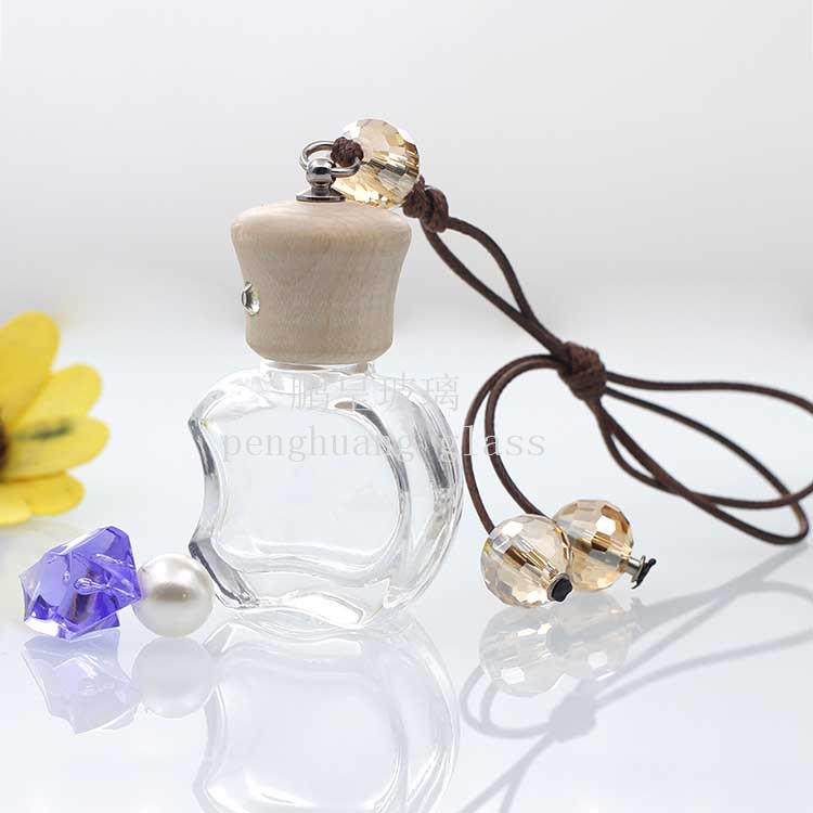 10ml小蘋果汽車掛飾瓶配水晶珠子楓木蓋子