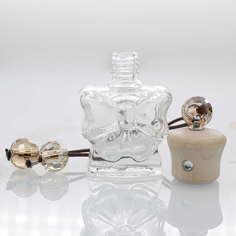 10ml蝴蝶結汽車掛飾瓶配水晶珠子楓木蓋子