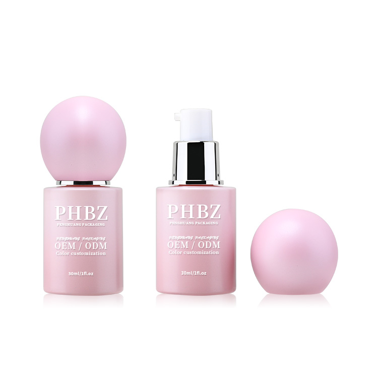 30ml護膚乳液瓶圓球蓋粉底液瓶玻璃厚底粉底瓶隔離BB霜瓶包材批發