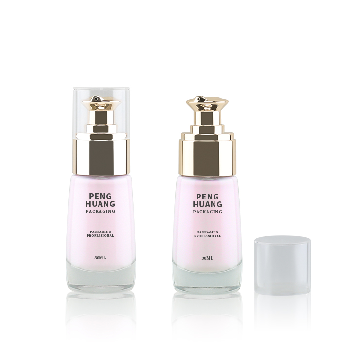 批發30ml按壓泵粉底液瓶 厚底玻璃隔離霜乳液瓶 妝前乳粉底包材瓶
