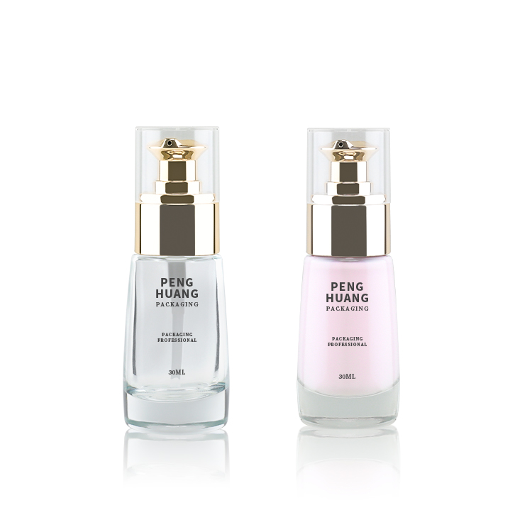 批發30ml按壓泵粉底液瓶 厚底玻璃隔離霜乳液瓶 妝前乳粉底包材瓶