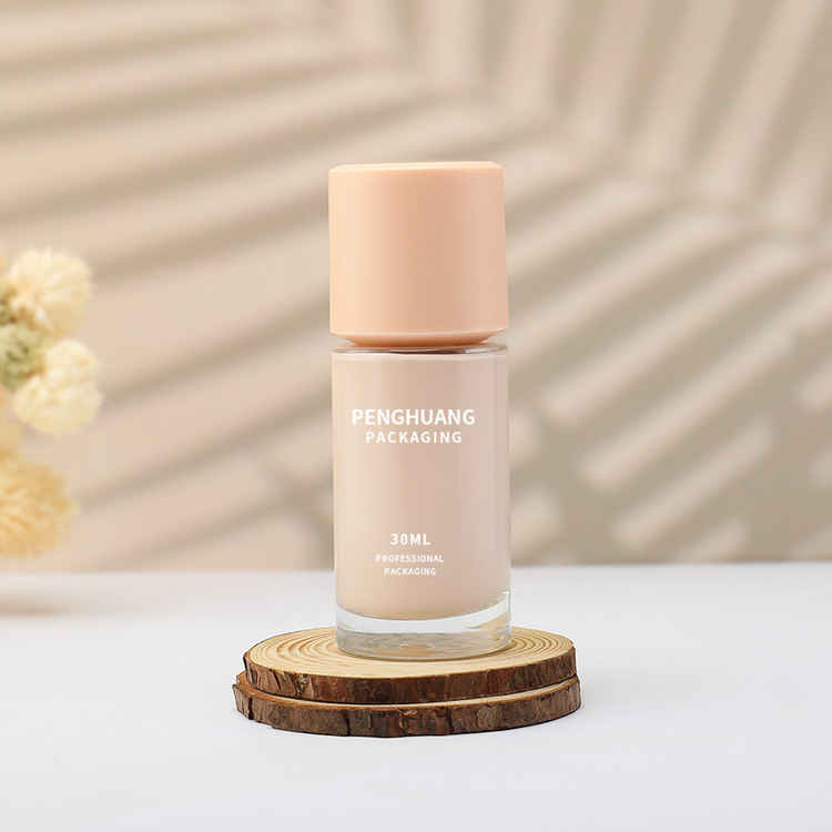 廠家定制30ml直圓粉底液瓶玻璃透明乳液瓶按壓粉底瓶隔離霜瓶包材