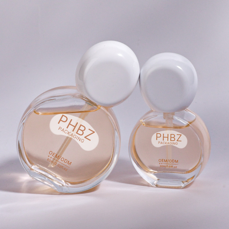 廠家定制30ml扁圓臉部精華原液瓶 玻璃精油原液滴管瓶 化妝品包材