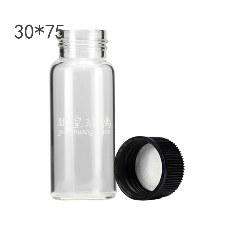 30ml 螺口透明管制配黑色塑料蓋
