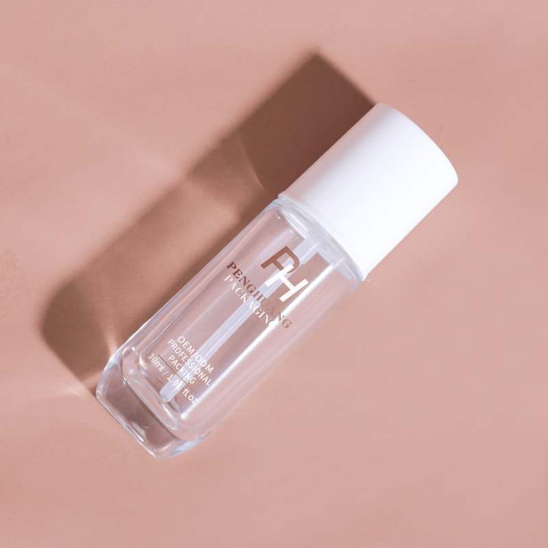 30ml粉底液瓶扁圆BB霜妆前乳按压玻璃瓶透明精华乳液空瓶包材批发