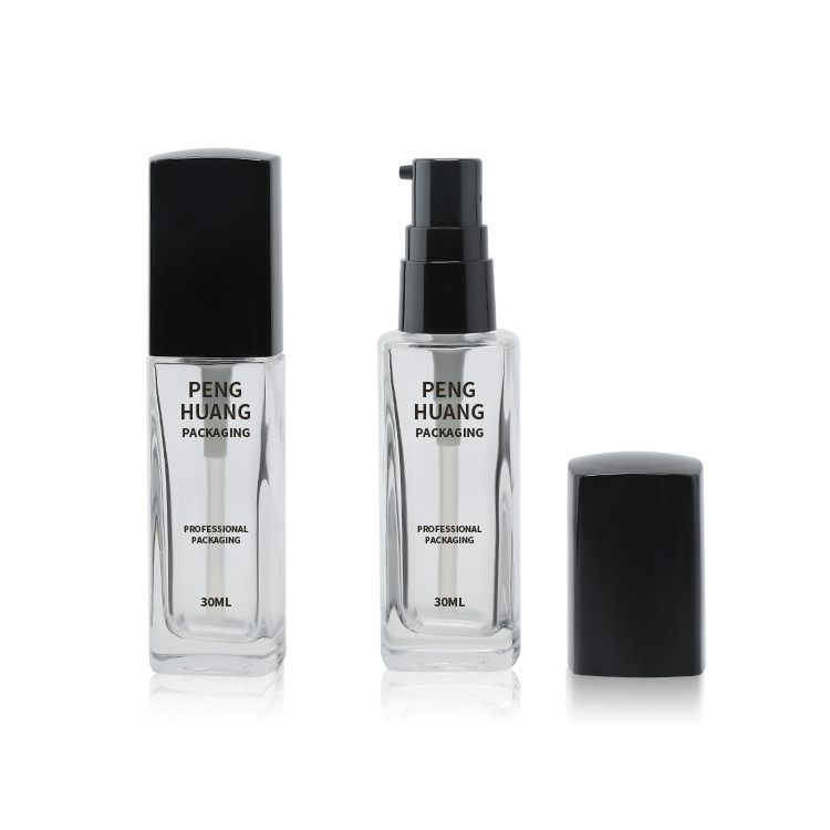 30ml粉底液方形瓶乳液玻璃瓶透明妝前乳瓶隔離霜瓶化妝品包材批發