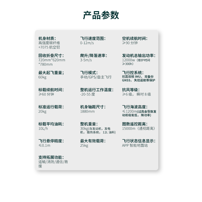 航界 20kg 级油电混合无人机