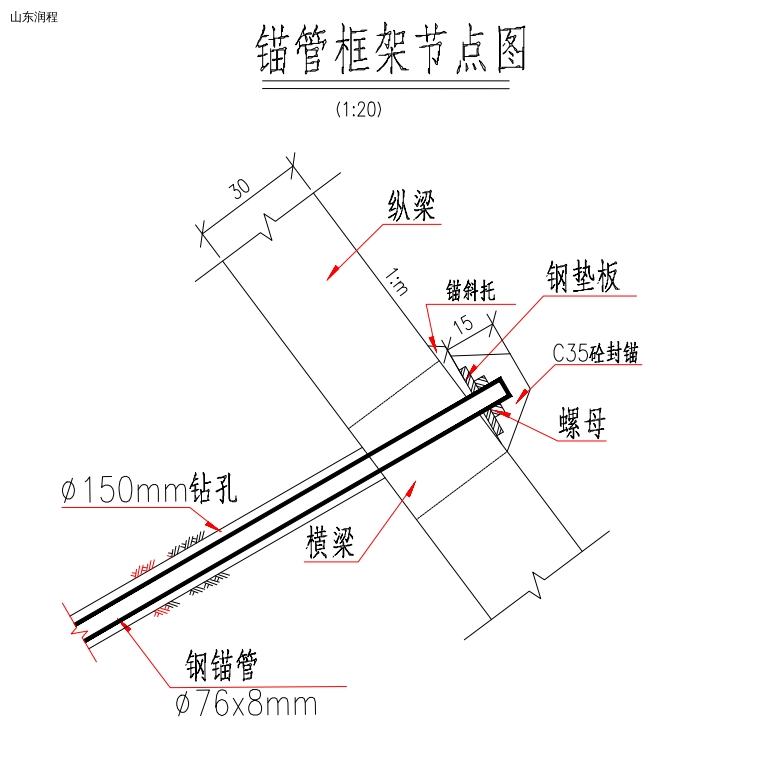 20#  注浆钢锚管 Φ76*6mm