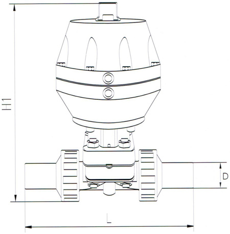 气动PPH隔膜阀-尺寸图
