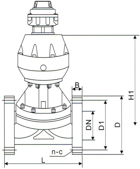 气动PVDF隔膜阀-尺寸图