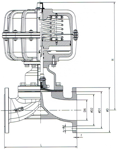 气动活塞隔膜阀-尺寸图