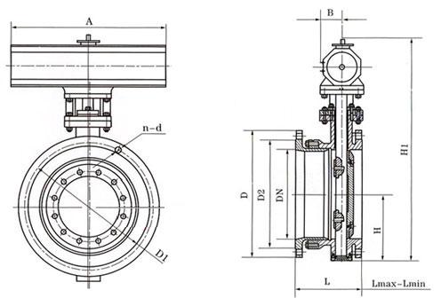 气动伸缩蝶阀_外形尺寸