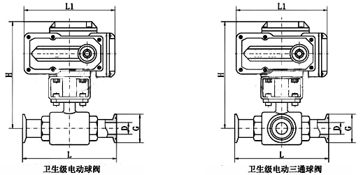 电动卫生级球阀_尺寸图