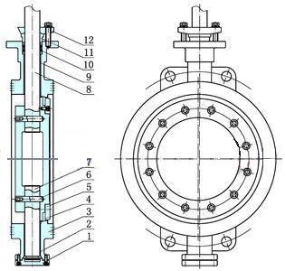 气动对夹式蝶阀_主要零件