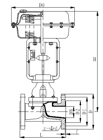 气动隔膜调节阀_尺寸图
