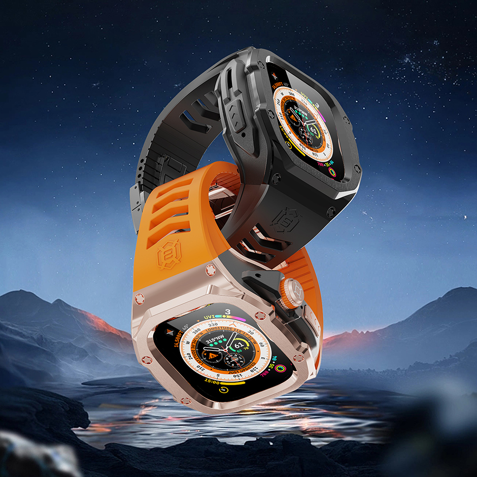 适用苹果Applewatch Ultra1/2代金属改装手表壳