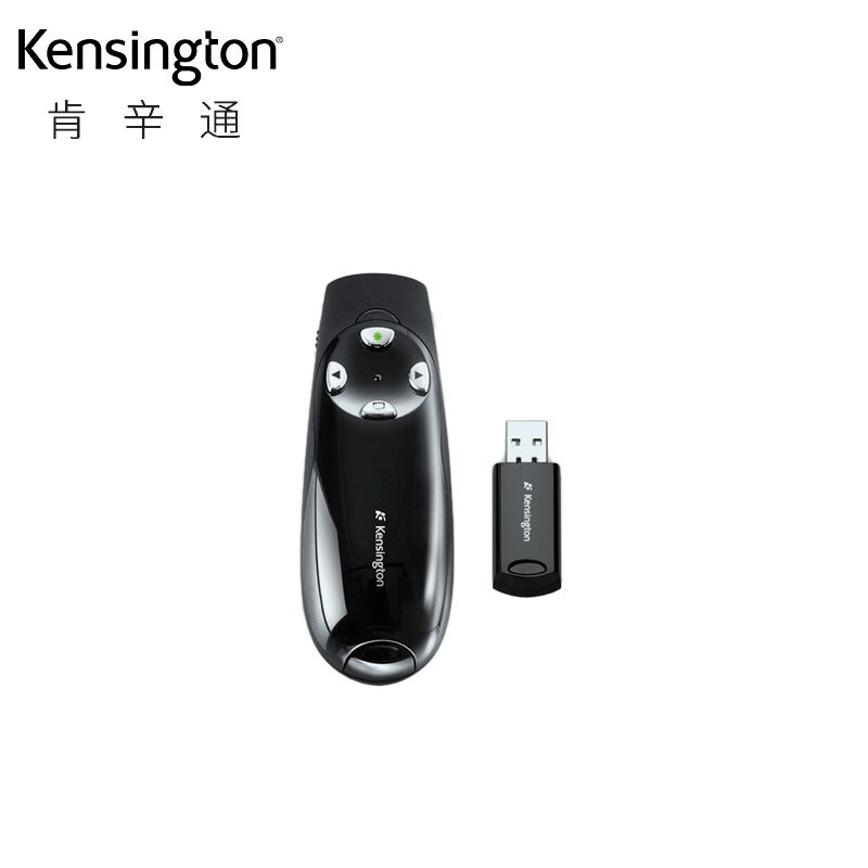 肯辛通（Kensington）无线翻页笔激光笔 绿色激光Presenter Pro™远程演示器 黑色K72353