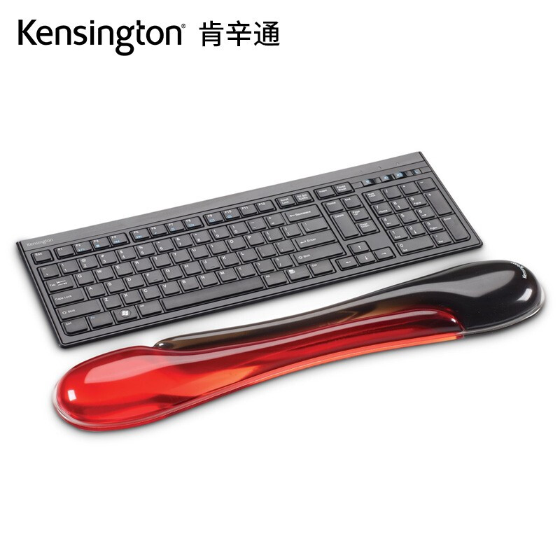 肯辛通Kensington 护腕鼠标垫 舒适人体工学鼠标垫护腕托家用办公游戏 K62398黑红 键盘腕垫