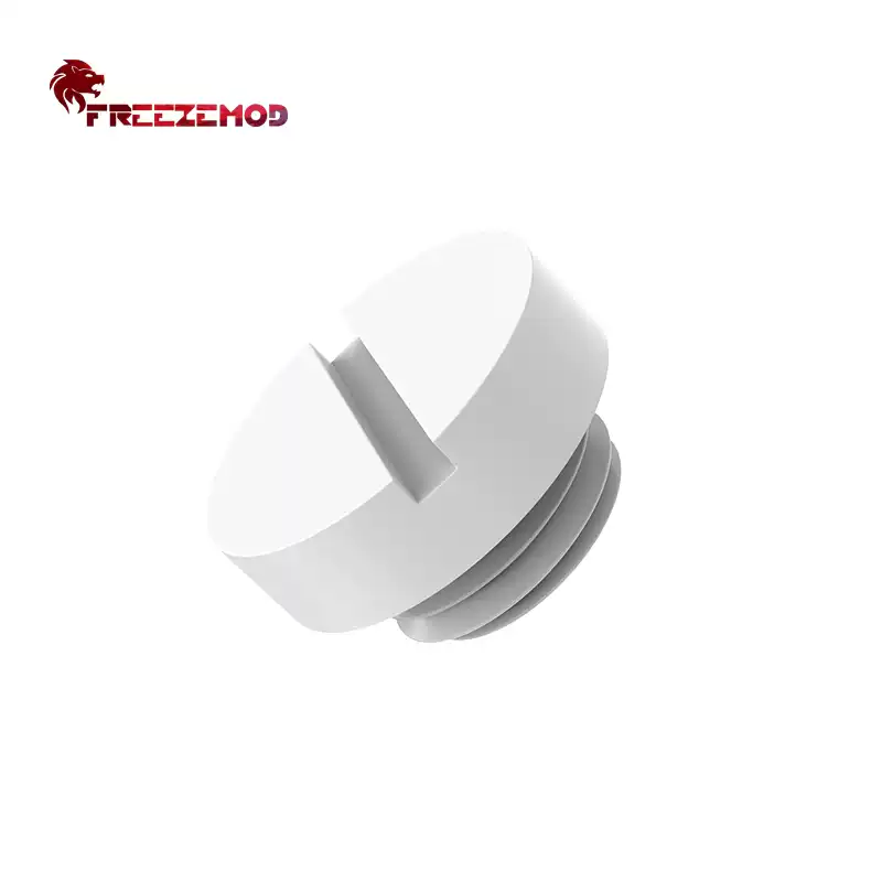 FREEZEMOD水冷水箱一字止水堵头HDT-PO1硬币型POM赛钢白色塑料